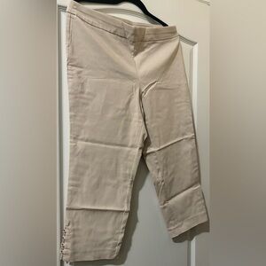 Counterparts Beige Flat Front Cropped Pants with beading on ankles